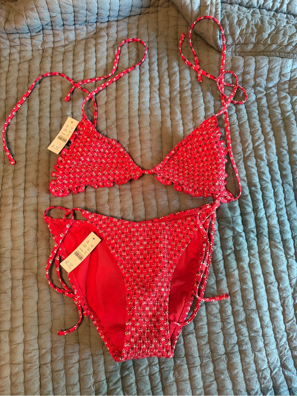 Jcrew red floral bikini